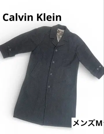 Calvin Klein 헤링본 롱 코트 M (빅 사이즈) 남성용 그레이