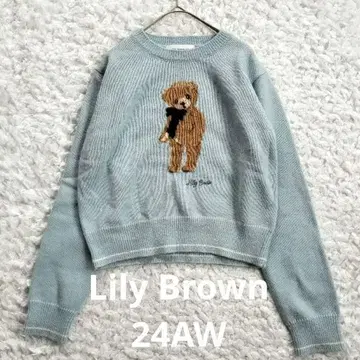 릴리 브라운 LilyBear 리본 니트 풀오버 곰 스카이블루