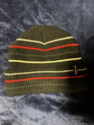 autumn 스트라이프 니트 모자 다크 그레이