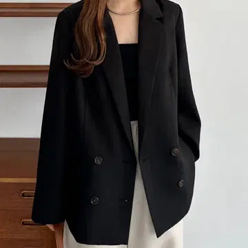 블랙 더블 브레스트 테일러드 자켓