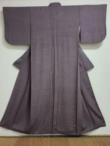 에도 코몬 순수 실크 이중 기모노 상어 코몬 보라색