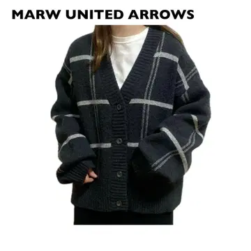 MARW 말 유나이티드 애로우즈 체크 자카드 가디건