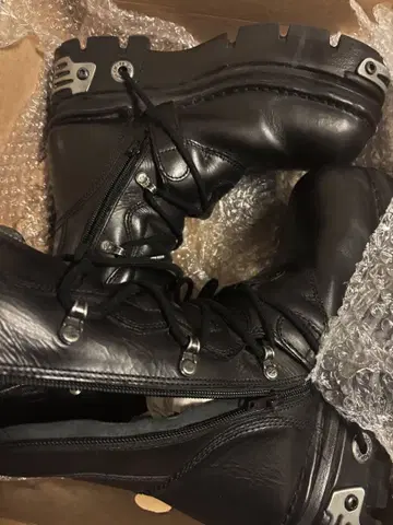 NEW ROCK M-373-S4 블랙 통굽 부츠