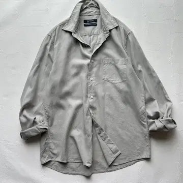 nano universe 프렌치 린넨 셔츠 그레이 L 무지 긴팔