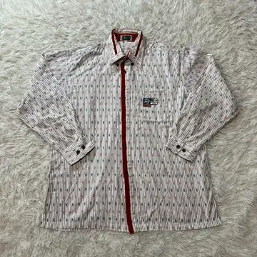 긴팔 셔츠 셔츠 자수 화이트 레드 화이트 남성용 L 사이즈 파제로