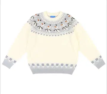 올라프 니트 아이보리 눈사람 루돌프 무늬 스웨터 디즈니