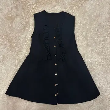 basement online 페플럼 프릴 니트 베스트 골드 버튼 A라인