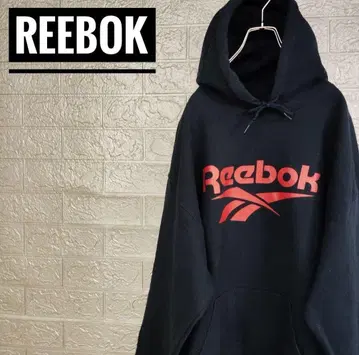 리복 Reebok 빅 로고 구제 의류 후드 맨투맨 네이비 L