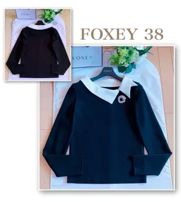 FOXEY 화이트 카라 캐시미어 스웨터 38 새상품급 rene