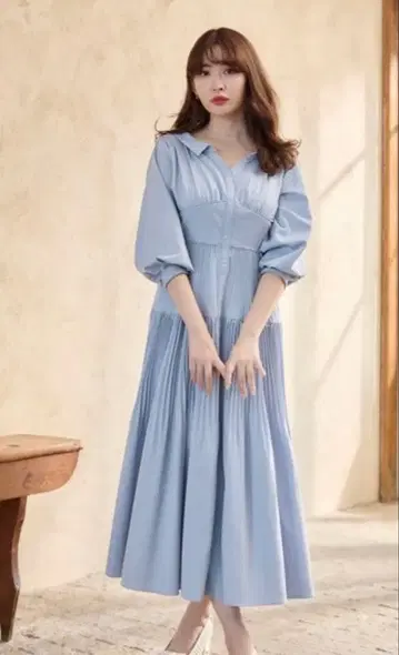 Her lip to Pleated Open Shirt Dress