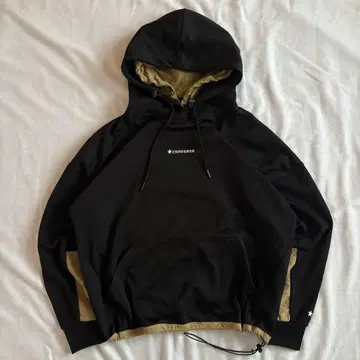 CONVERSE 후드티 드로 코드 저지 블랙 오버 사이즈 L