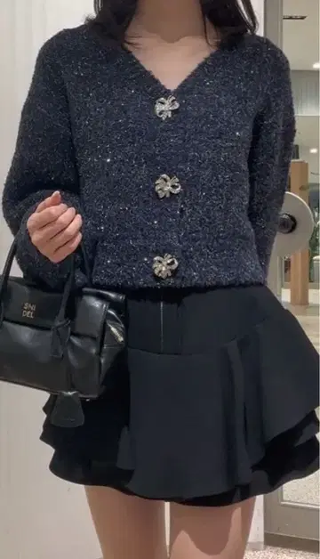 [ 새상품 ] 스나이델 snidel 비쥬 리본 숏 가디건