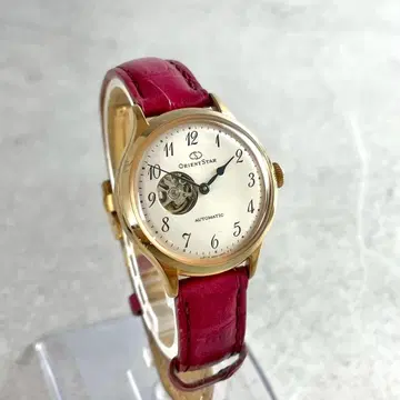 오리엔트 스타 자동 와인딩 손목시계 여성용 오픈 하트 뒷면 투명