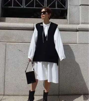 machatt 마차트 사이드 버튼 니트 베스트 블랙