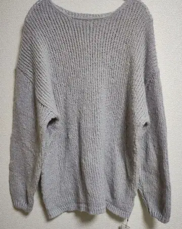 앤지 오버사이즈 긴팔 니트 스웨터 그레이 프리