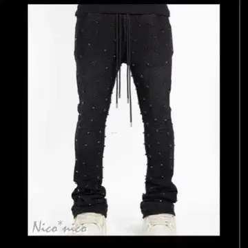 GUAPI 구아피 조거 팬츠 큐빅 장식 플레어 팬츠