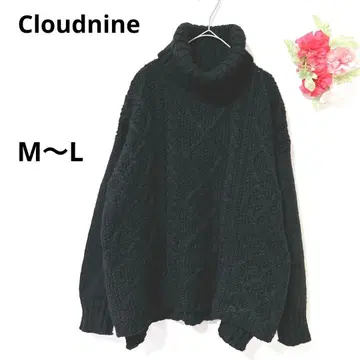 클라우드나인 니트 스웨터 두꺼운 원단 터틀넥 블랙 M~L