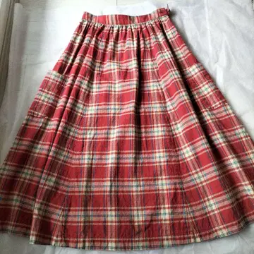 마드모아젤 논논 마드라스 체크 플레어 스커트