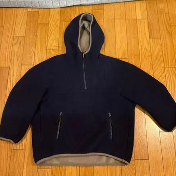 네이비 플리스 자켓 후드 부착