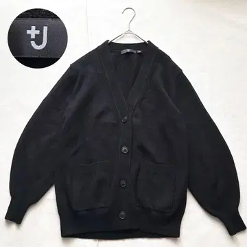 +J UNIQLO 미들 게이지 캐시미어 블렌드 V넥 가디건 블랙 XL