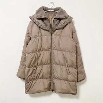 니트 옷깃 디자인 충전솜 코트 성인 고급 깔끔한 방한 브라운 계열 L