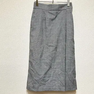 M332 [유니클로] 롱 스커트 타이트 체크 무늬 허리 턱 올 패턴