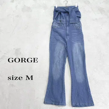 베어탑 스타일 데님 살로펫 플레어 팬츠 어깨끈 없음 오프숄더 스타일