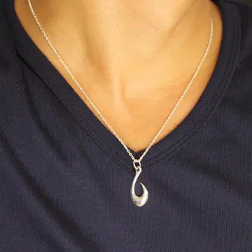 실버 925 목걸이 피쉬 후크 낚시 바늘 남성용 하와이안