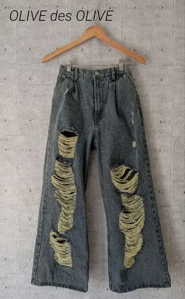 OLIVE des OLIVE 올리브 데 올리브 데미지 와이드 데님 팬츠