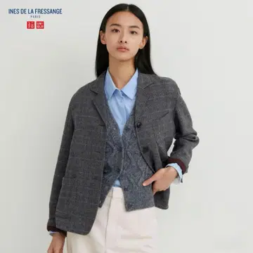 유니클로 새상품 이네스 콜라보 그레이 테일러드 자켓