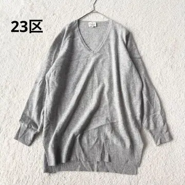 23KU 캐시미어 100% 스웨터 빅 사이즈 44 그레이 새상품급