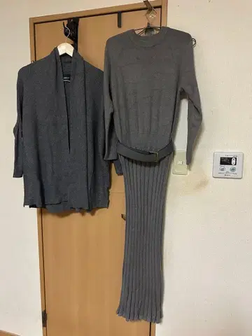 그레이 니트 셋업 스커트 M