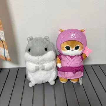 햄스터형과 닌자풍 고양이형 봉제 인형 세트