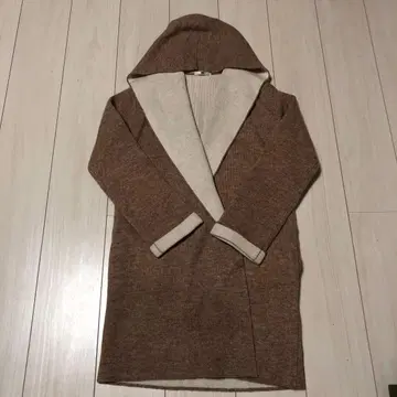 밀포아 니트 후드 가디건 브라운