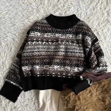 [그린 라벨 릴랙싱] 페어아일 패턴 니트 풀오버 올 패턴 프리