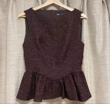 [ 새상품급 ] ZARA 브라운 프릴 슬리브리스 M