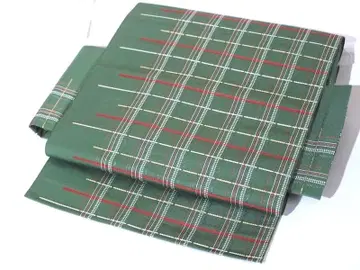 하카타 오리 하치스 나고야 오비 (격자 문양) 순수 실크 새상품급