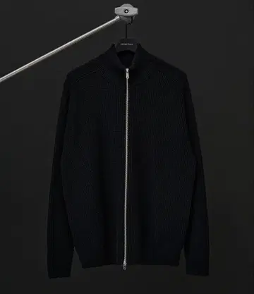 울 리브 지퍼 드라이버즈 니트