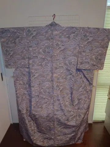 새상품급 시츠케츠키 워셔블 기모노 코몬 이중 기모노 풍경 무늬