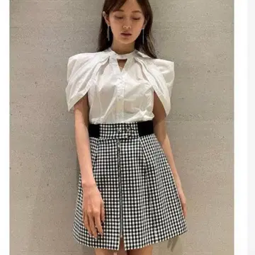 스나이델 SNIDEL 깅엄 체크 플레어 스커트