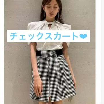 스나이델 SNIDEL 깅엄 체크 플레어 스커트