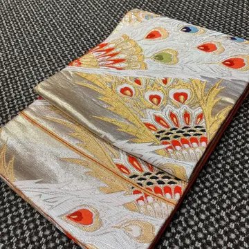 공작 앤티크 관혼상제용 나고야 오비 안감 주황 계열