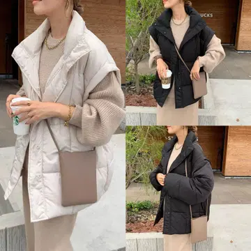 BLATE 2WAY 소매 탈부착 충전솜 블루종 에크루