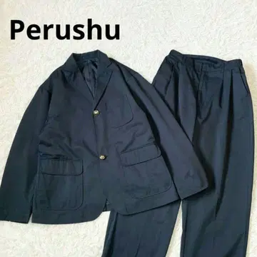 Perushu 네이비 테일러드 자켓 셋업 골드 버튼 오버 사이즈