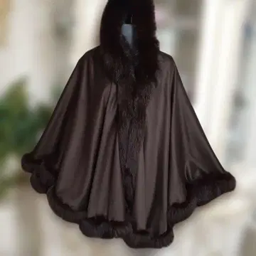 다크 브라운 후드 부착 판초