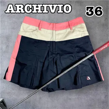 새상품급 ARCHIVIO 알치비오 박스 플리츠 큐롯 팬츠 배색 36