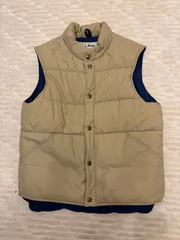 L.L.Bean 베이지 네이비 다운 베스트 S