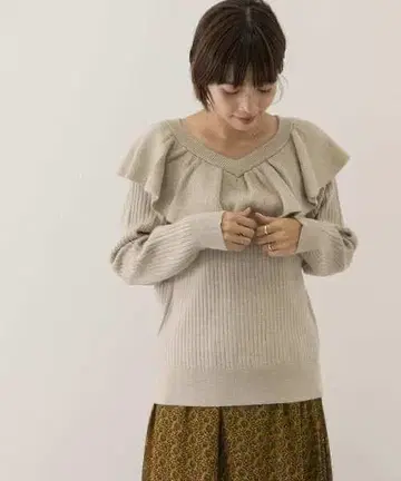 미사용 F by ROSSO 프릴 칼라 니트 풀오버 어반 리서치