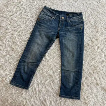 데님 팬츠 슬림 팬츠 스트레치 팬츠 데님 7부 기장 로우라이즈