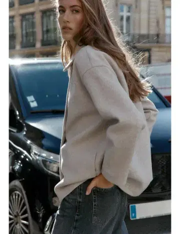 ZARA 소프트 더블 프레스 코트 베이지 S 사이즈 자라